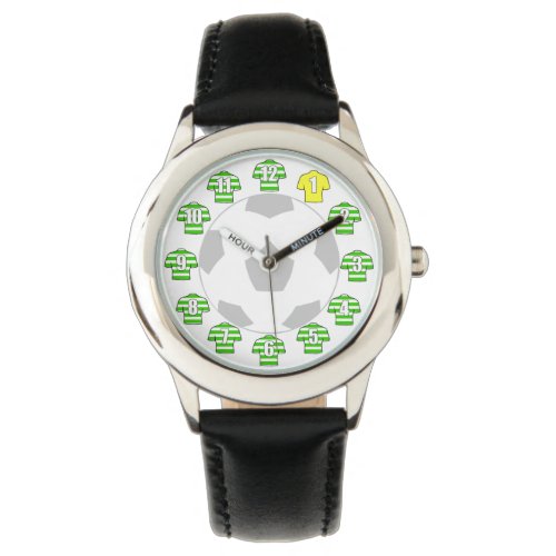 Kids Football Watch _ with Green Hooped Shirts