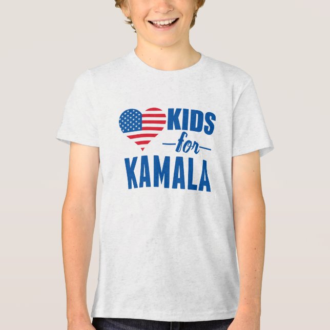 Kids for Kamala Cute Democrat Children's Tri-Blend Shirt (Front)
