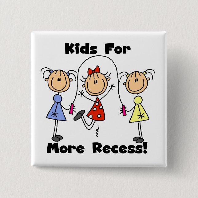 Kids For More Recess Pinback Button (Front)