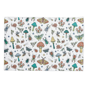 Kids Forest Bugs and Mushrooms  Pillow Case