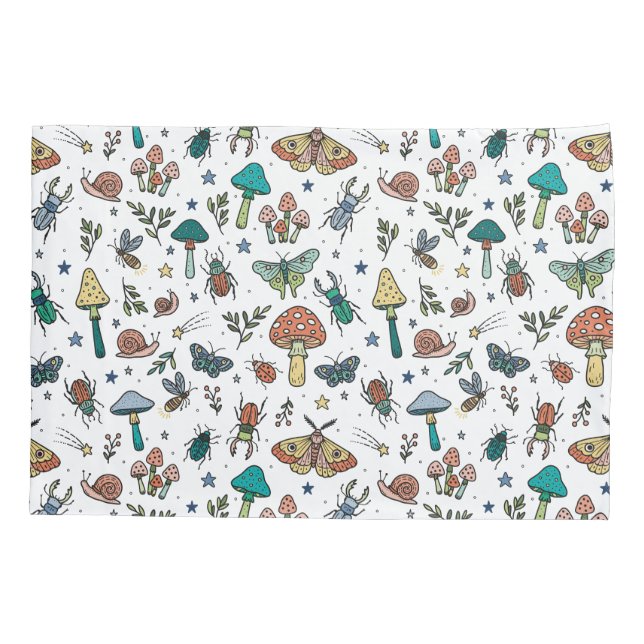 Kids Forest Bugs and Mushrooms  Pillow Case (Back-Left)
