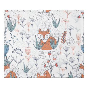 Kid's forest illustration, foxes and flowers. duvet cover
