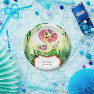 Kids Forest Snake Birthday Paper Plates