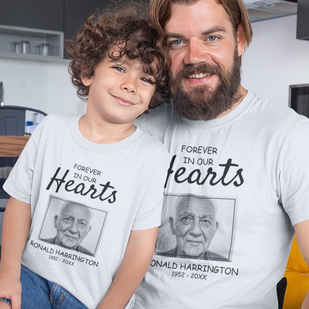 Discover Kids Forever In Our Hearts | Photo Memorial Personalized T-Shirt