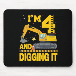 Kids Four 4yr 4th Birthday Excavator 4 Year Old Bo Mouse Pad
