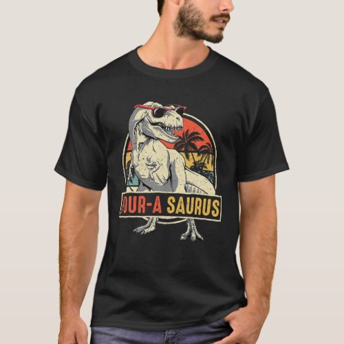 Kids Four A Saurus Birthday T Rex 4 Year Old Dinos T_Shirt