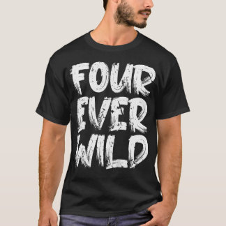Kids Four Ever Wild 4Th Birthday Celebration Kids T-Shirt