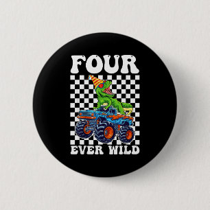 Kids Four Ever Wild Dinosaur Monster Truck 4th Bir Button