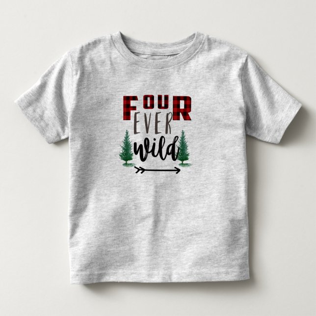 Kids Four-ever Wild Lumberjack Wild Flannel Plaid Toddler T-shirt (Front)