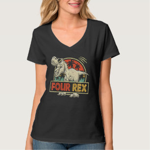 Kids Four Rex Birthday Rex 4 Year Old Dino 4th Din T-Shirt