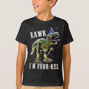 Kids FOUR Rex T-Rex Birthday SHIRT 4 Yrs old Boy T