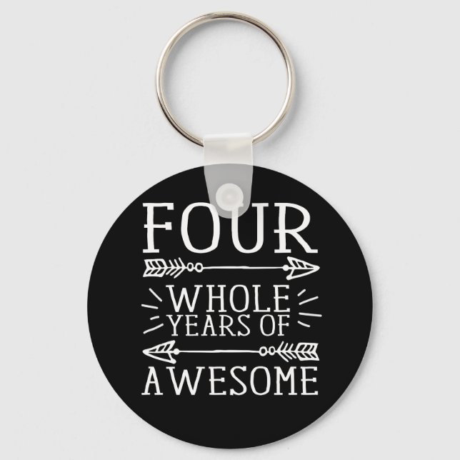 Kids Fourth Birthday Boy, 4 Year Old Birthday Boy Keychain (Front)