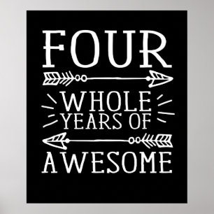 Kids Fourth Birthday Boy, 4 Year Old Birthday Boy Poster