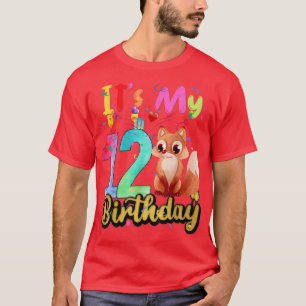 Kids Fox 12th Birthday 12 Years Old Fox Birthday T T-Shirt