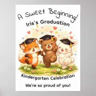 Kid's Fox Bear Bunny Graduation Party  Poster