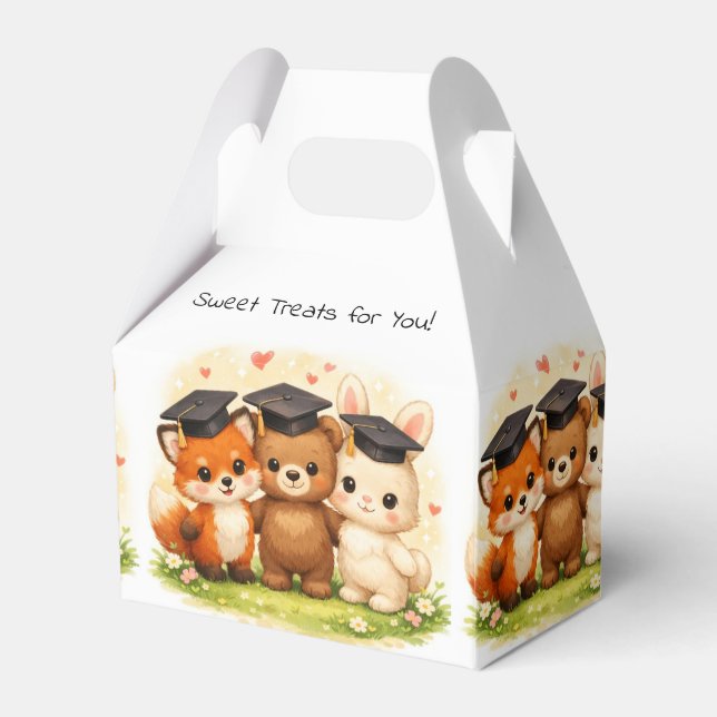 Kids Fox Bear Bunny Preschool Kindergarten Party Favor Boxes (Front Side)
