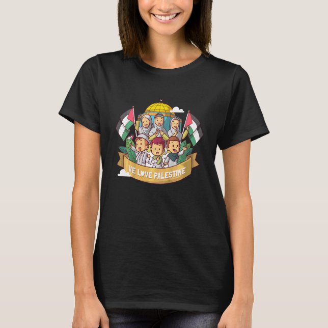 Kids Free Palestine Flag Arabic Human Rights For K T-Shirt (Front)