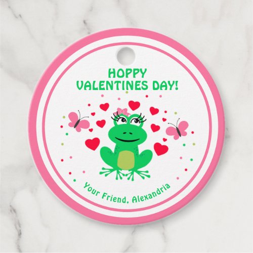 Kids Frog Hoppy Valentines Day  Favor Tags