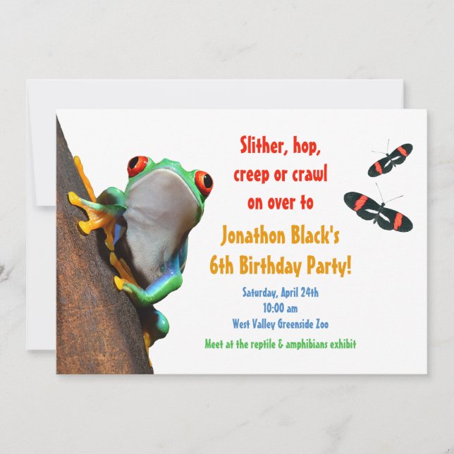 Kids Frog Insect Birthday Party Invitation (Front)