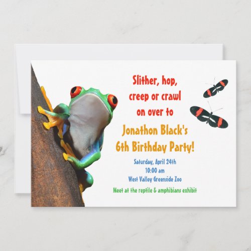 Kids Frog Insect Birthday Party Invitation
