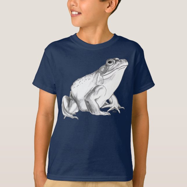 Kid's Frog T-shirt Bullfrog Art T-shirt Cool Frog (Front)
