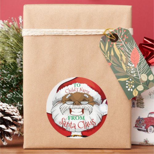 Kids From Santa Claus Black Christmas Gift Tags
