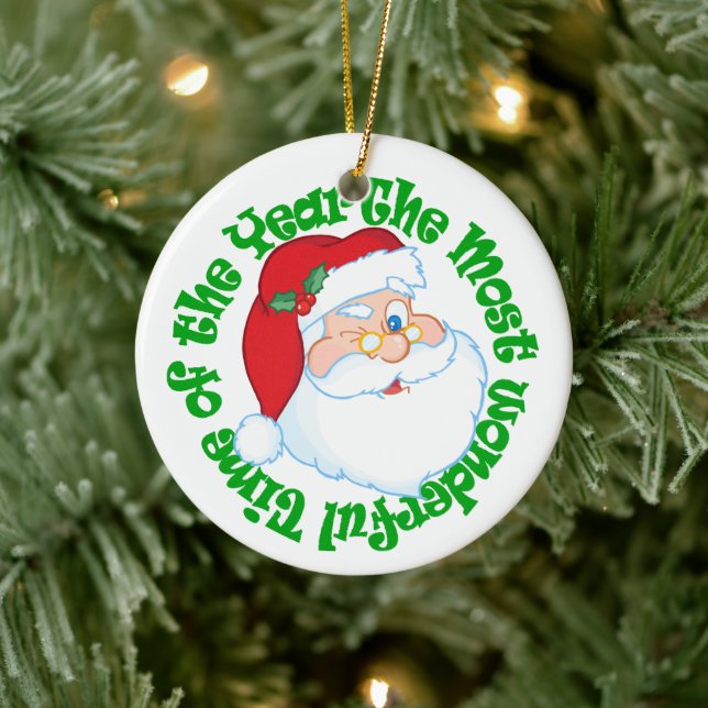 Kids from Santa Most Wonderful Time Ceramic Ornament (Tree)