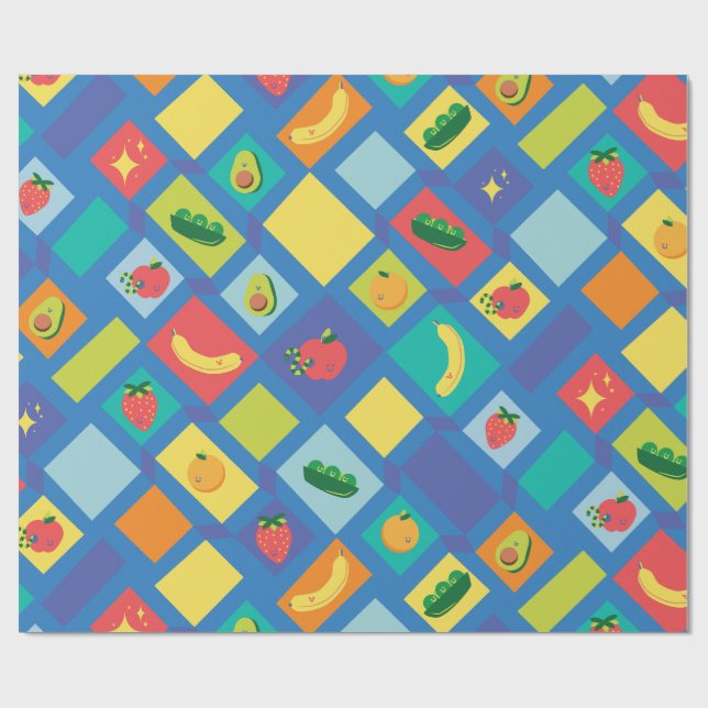 Kids Fruit and Veggie Wrapping Paper (Flat)