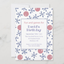 Kids Fun Ball and Jacks Game Birthday Invitation