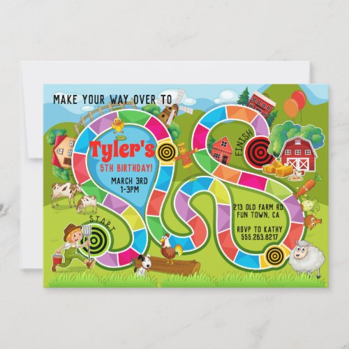 Kids Fun Board Game Birthday Party Invitation