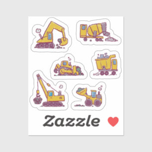 Kids Fun Construction Site and Vehicles Sticker