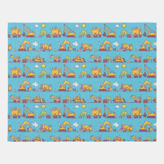 Kids Fun Construction Site & Vehicles Rug (Front)