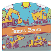 Kids Fun Construction Site & Vehicles Sign