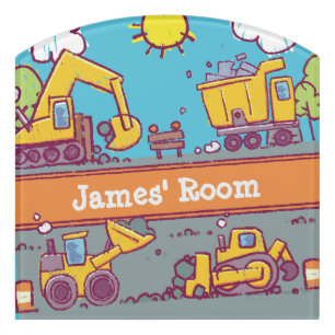 Kids Fun Construction Site & Vehicles Sign