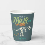 Kids Fun Dinosaur Dig Fossil Boys Birthday Paper Cups<br><div class="desc">This cute and fun boys birthday paper cup design features a t-Rex dinosaur skeleton design. The cups can be personalized with your kids name - the perfect dinosaur fossil dig themed tableware for your little one’s archaeology party!</div>