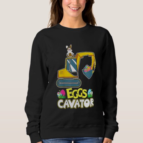 Kids Fun Eggs Cavator Leopard Easter Bunny Excavat Sweatshirt