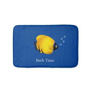 Kids Fun Gold Fish on Navy Bath Mat