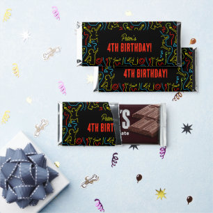 Kids Fun Jump Outline Neon Black Birthday Party Hershey Bar Favors