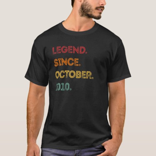 Kids Fun Legend Since October 2010 10th Birthday G T_Shirt