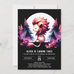 Kids Fun Lion Birthday Invitation