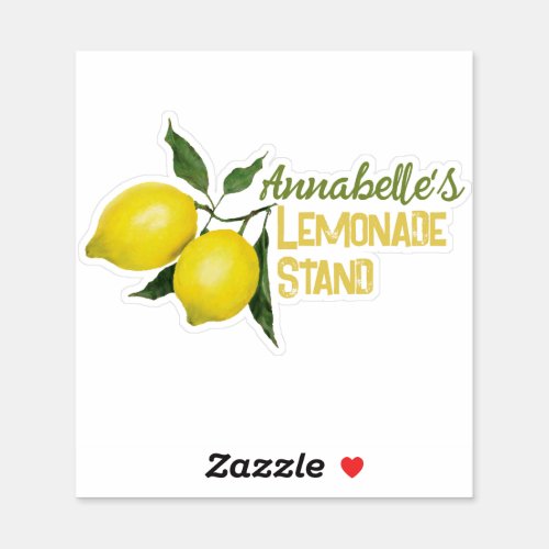 Kids Fun Personalized Name Lemonade Stand Logo Sticker