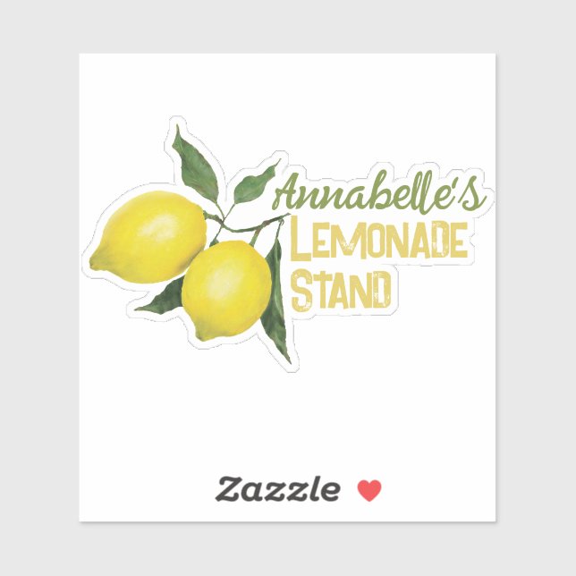 Kids Fun Personalized Name Lemonade Stand Logo Sticker (Sheet)