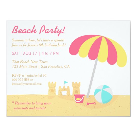 kids fun sandcastles beach birthday party invitation zazzle com