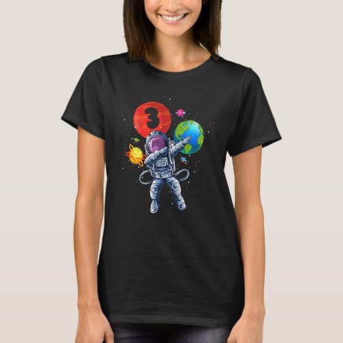 Kids Funny Astronaut Planet Balloon 3 Years Old 3r T_Shirt