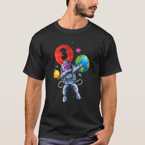 Kids Funny Astronaut Planet Balloon 3 Years Old 3r T_Shirt