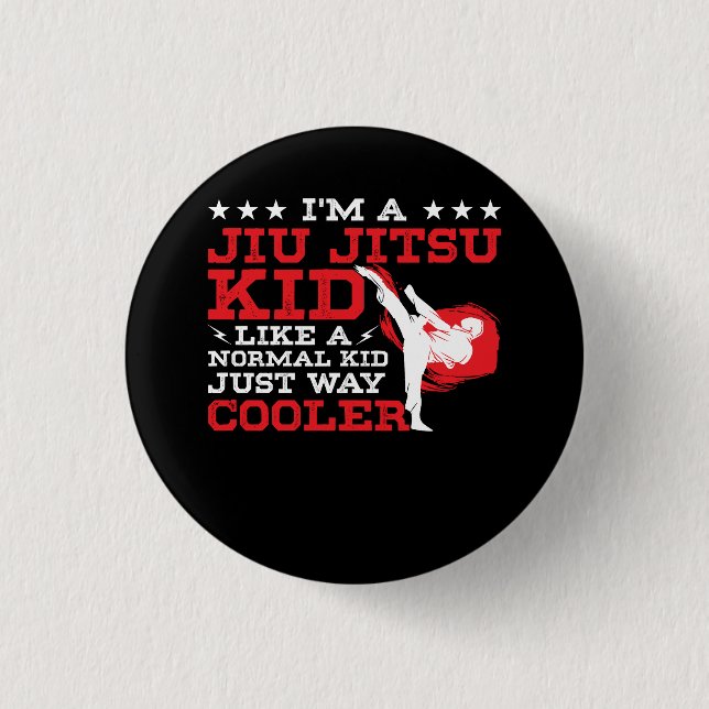 Kids Funny BJJ & MMA Design Brazilian Jiu Jitsu Ma Button (Front)