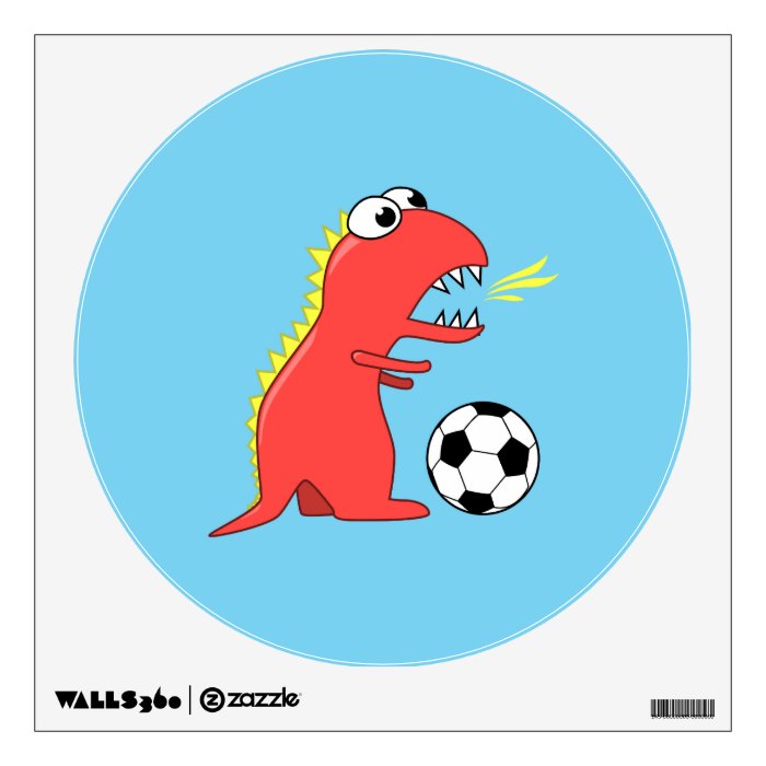 Kids Funny Cartoon Dinosaur Soccer Wall Decals