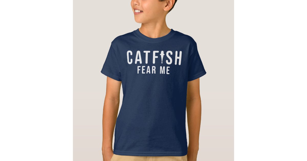 Kid's Funny Catfish Fishing Shirt Fish Fear Me