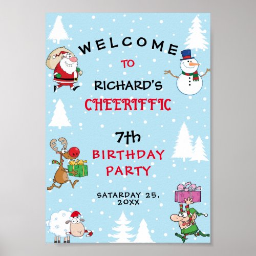 Kids Funny Christmas Theme Birthday Party Poster