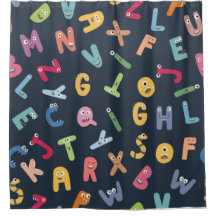 Kids Funny Colorful Alphabet Shower Curtain